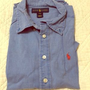 Size 8 Ralph Lauren Chambray Short Sleeve Polo
